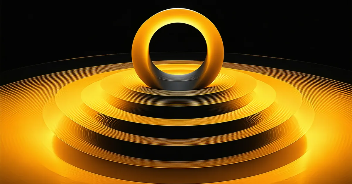 Layered translucent rings representing dependency layers with amber highlight indicating vulnerability detection point